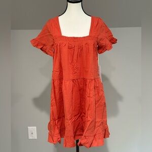NWT Lumiere Orange Ruffle Sleeve Dress Size Small.